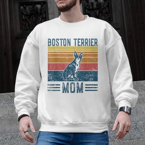 Dog Boston Terrier Mom Vintage Boston Terrier Mom Men Graphic Sweatshirt - Bostonterriersmerch.com