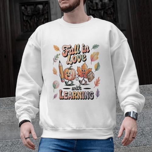 Fall In Love With Learning Teacher Autumn School Men Graphic Sweatshirt - teacherstshirts.com