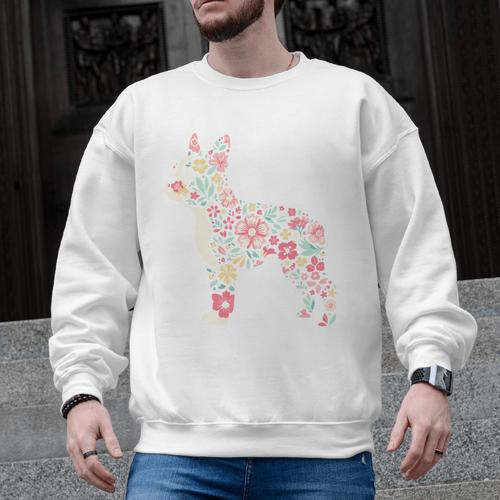 Floral FLower Boston Terrier Mom Grandma Men Graphic Sweatshirt - Bostonterriersmerch.com