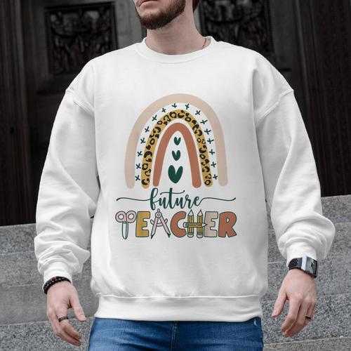 Future Teacher Boho Rainbow Leopard New Grad Student Men Graphic Sweatshirt - teacherstshirts.com