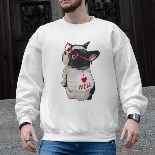 Girls I Heart Mom Love Mama Boston Terrier Dog Lover Men Graphic Sweatshirt - Bostonterriersmerch.com