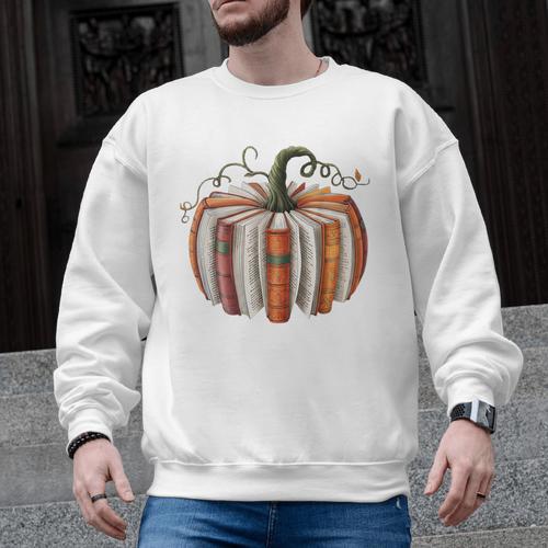 Halloween Teacher Librarians Fall Book Pumpkin Retro Reading Men Graphic Sweatshirt - teacherstshirts.com UK