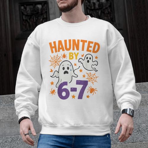 Haunted 67 Ghost Math Teacher Halloween Costume Math Pun Men Graphic Sweatshirt - teacherstshirts.com UK