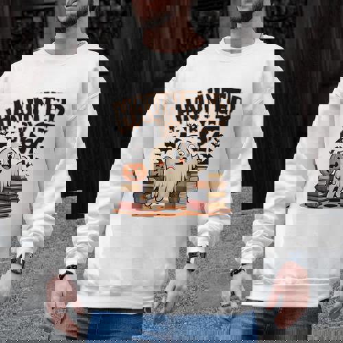 Haunted By 67 Teacher Ghost Pumpkin Halloween Costum Men Graphic Sweatshirt - teacherstshirts.com