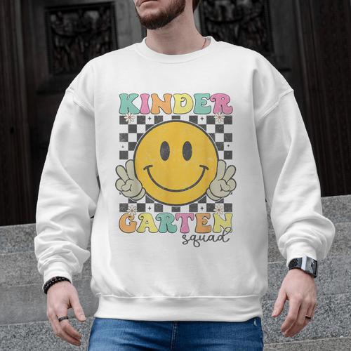 Kindergarten Squad Smile Face Teachers Kids Back To School Men Graphic Sweatshirt - teacherstshirts.com AU
