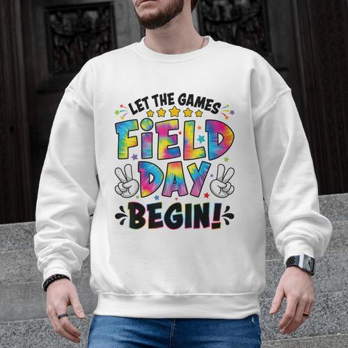 Let The Games Field Day Begin Tie Dye Adults Teacher Kids Men Graphic Sweatshirt - teacherstshirts.com UK