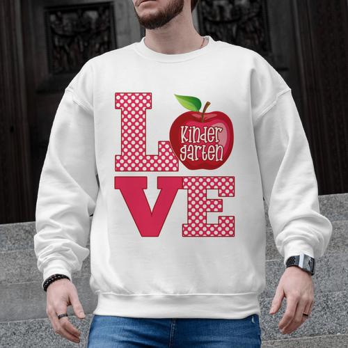 Love Kindergarten Cute Apple School Teacher Men Graphic Sweatshirt - teacherstshirts.com CA
