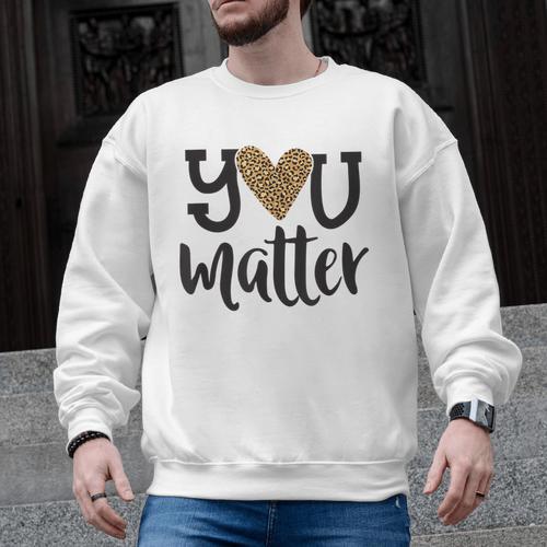 You Matter Leopard Print Teacher Kind Counselor Kindness Men Graphic Sweatshirt - teacherstshirts.com AU