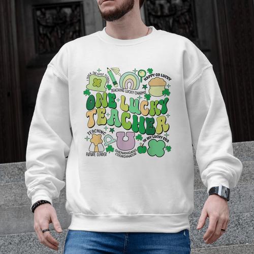 One Lucky Teacher St Patrick's Day Irish Teacher Lucky Era Men Graphic Sweatshirt - teacherstshirts.com