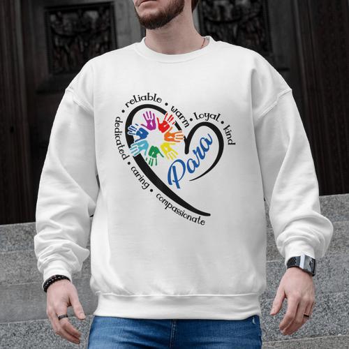 Para Heart Teacher Paraprofessional Paraeducator Men Women Men Graphic Sweatshirt - teacherstshirts.com