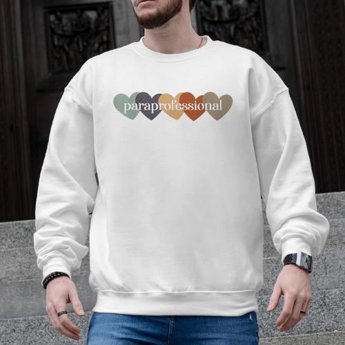 Paraprofessional Teacher Hearts Back To School Teach Rainbow Men Women Kids Men Graphic Sweatshirt - teacherstshirts.com UK