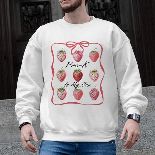 Pre K Is My Jam Teacher Team Crew Preschool Cute Strawberry Men Graphic Sweatshirt - teacherstshirts.com AU