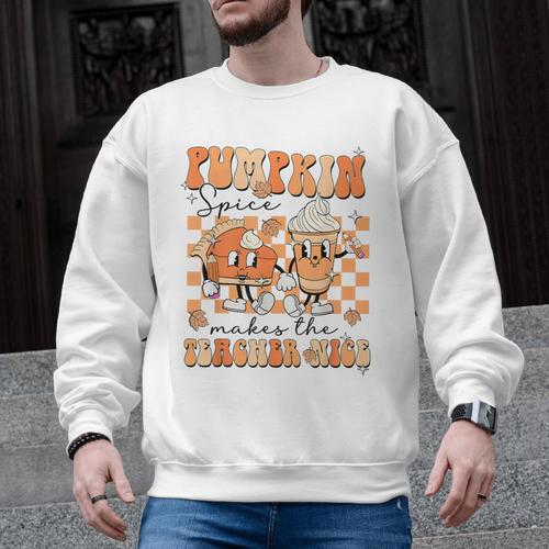 Pumpkin Spice Makes The Teacher Nice Teacher Graduation Men Graphic Sweatshirt - teacherstshirts.com AU