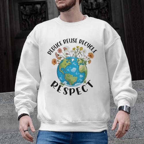 Reduce Reuse Recycle Respect Earth Day Teacher Girl Women Men Graphic Sweatshirt - teacherstshirts.com