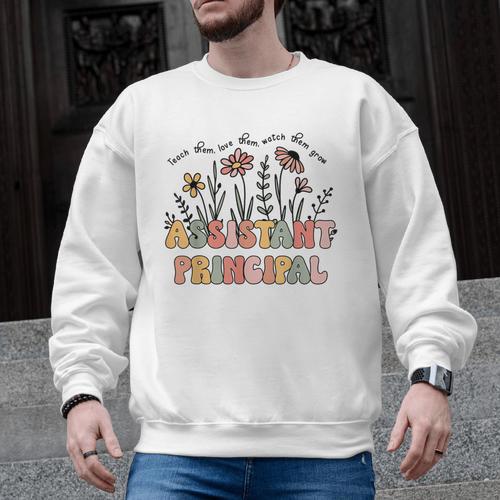 Retro Floral Assistant Principal Shirt For Teachers Day Men Graphic Sweatshirt - teacherstshirts.com CA