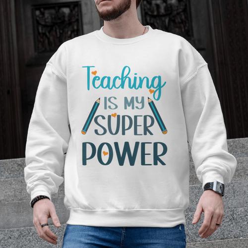 Retro Groovy Teaching Is My Super Power Teacher's Present Men Women Men Graphic Sweatshirt - teacherstshirts.com CA