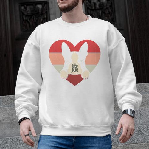 Retro Heart Boston Terrier Dog Vintage Valentine Men Graphic Sweatshirt - Bostonterriersmerch.com