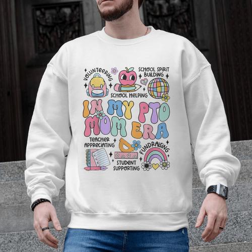 Retro In My PTO Mom Era Parent Organization Team Teacher Men Graphic Sweatshirt - teacherstshirts.com AU