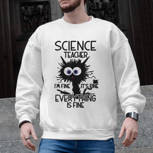 Science Teacher Appreciation Merch -Adults -Youth Grey Classic Fit Modern Science Theme Cartoon Men Graphic Sweatshirt - teacherstshirts.com UK
