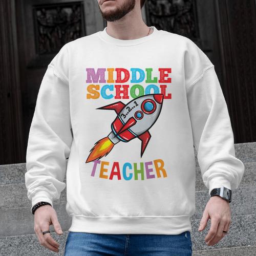 Space Middle School Teacher Back To School Men Women Kids Men Graphic Sweatshirt - teacherstshirts.com