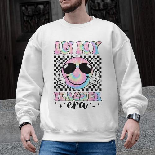 In My Teacher Era Groovy Tie Dye Back To School Cute Teacher Men Graphic Sweatshirt - teacherstshirts.com