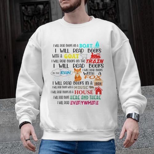 Teacher I Will Read Book On Boat Kids Women Bookworm Men Graphic Sweatshirt - teacherstshirts.com