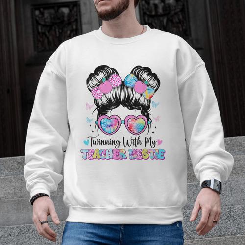 Twinning With My Teacher Bestie Twin Day Friends Teacher Men Graphic Sweatshirt - teacherstshirts.com AU