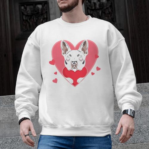 Valentine's Day Boston Terrier Heart Men Graphic Sweatshirt - Bostonterriersmerch.com