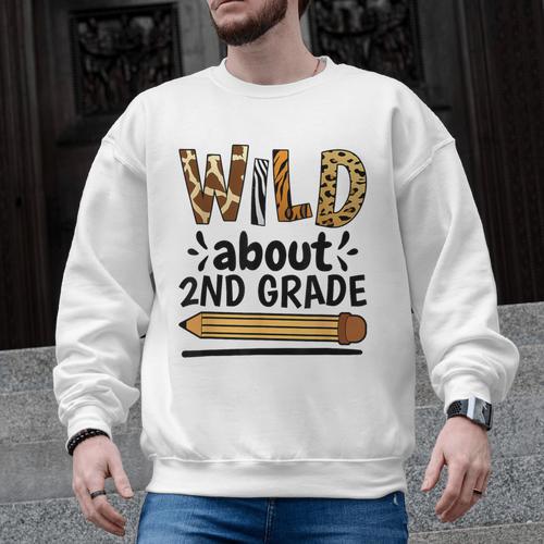 Wild About 2Nd Grade School Grade Teacher Men Graphic Sweatshirt - teacherstshirts.com AU