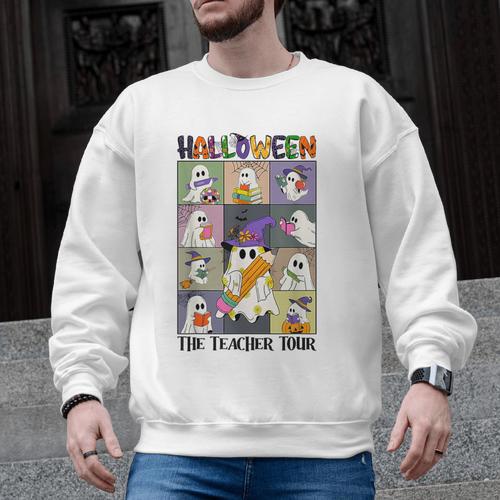 Women Halloween The Teacher Tour Ghosts Pencil Pumpkins Men Graphic Sweatshirt - teacherstshirts.com