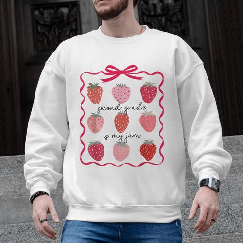 Women Second Grade Is My Jam Strawberry First Kids Teacher Men Graphic Sweatshirt - teacherstshirts.com
