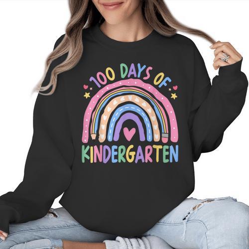 100th Day Of Kindergarten Teacher Kids 100 Days Smarter Women Crewneck Sweatshirt - teacherstshirts.com AU