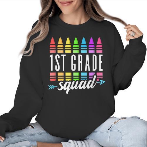 1st Grade Squad Back To School First Grade Teacher Boy Girl Women Crewneck Sweatshirt - teacherstshirts.com AU