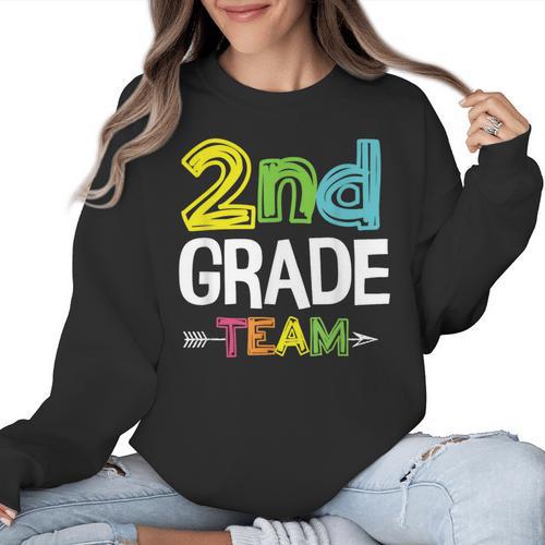 2nd Grade Team T-Shirt 2nd Grade Squad Teacher Women Crewneck Sweatshirt - teacherstshirts.com AU