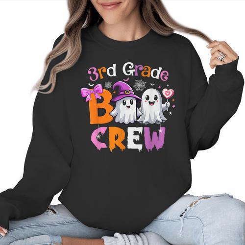 3rd Grade Boo Crew Third Grade Halloween Costume Teacher Kid Women Crewneck Sweatshirt - teacherstshirts.com CA