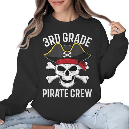3rd Grade Pirate Crew Halloween Costume Student Teacher Women Crewneck Sweatshirt - teacherstshirts.com AU