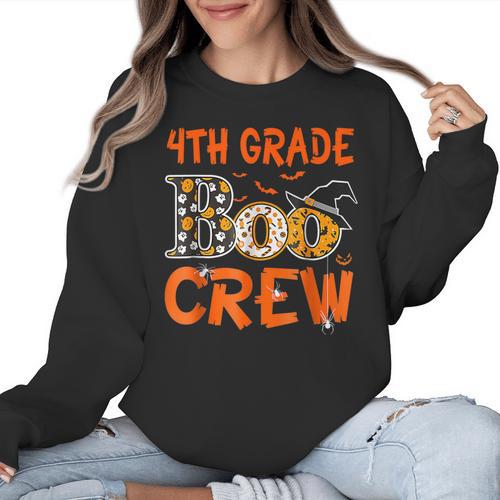 4th Grade Boo Crew Teacher Student Halloween Women Crewneck Sweatshirt - teacherstshirts.com AU