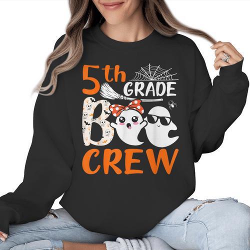 5th Grade Boo Crew Teachers Students Ghost Halloween Women Crewneck Sweatshirt - teacherstshirts.com AU