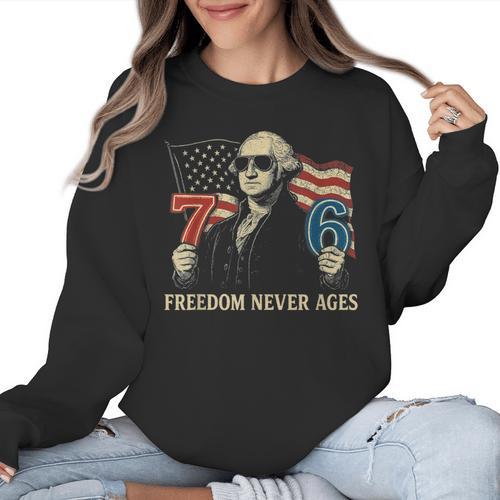 6-7 7-6 George Washington Freedom For Teachers Women Crewneck Sweatshirt - teacherstshirts.com CA