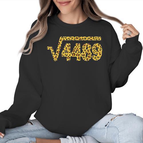 6 7 Leopard Pattern Meme Square Root 4489 Slang Math Teacher Women Crewneck Sweatshirt - teacherstshirts.com