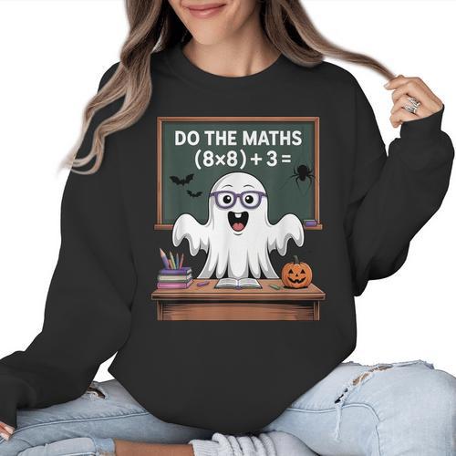 67 Teacher Halloween Ghost Six Seven Meme Do The Maths Women Crewneck Sweatshirt - teacherstshirts.com UK