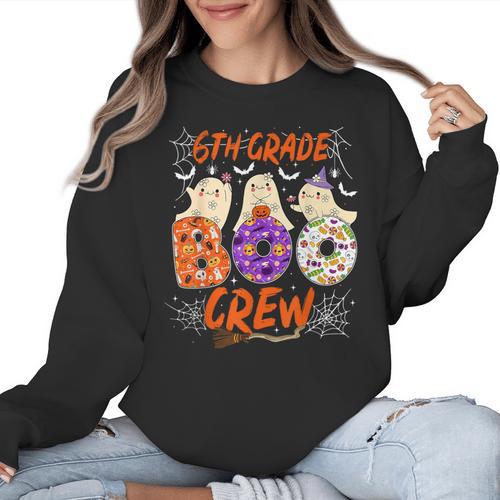 6th Grade Boo Crew Sixth Grade Halloween Teacher Kid Women Crewneck Sweatshirt - teacherstshirts.com AU