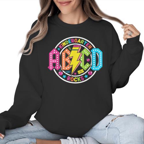 ABCD Kindergarten Rocks Back To School Teachers Students Women Crewneck Sweatshirt - teacherstshirts.com