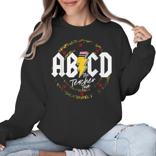 ABCD The Teacher Tour Last Day Of School Rockin' Teacher Women Crewneck Sweatshirt - teacherstshirts.com CA