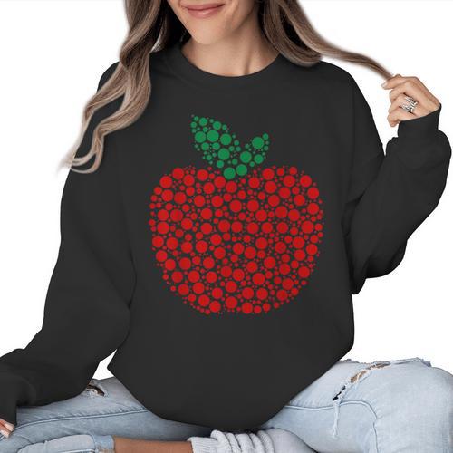 Apple Dot Pattern Art Teacher Appreciation Men Women Humor Women Crewneck Sweatshirt - teacherstshirts.com CA