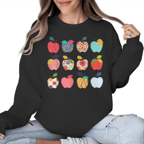 Art Apples Back To School For Teacher Student Women Crewneck Sweatshirt - teacherstshirts.com UK