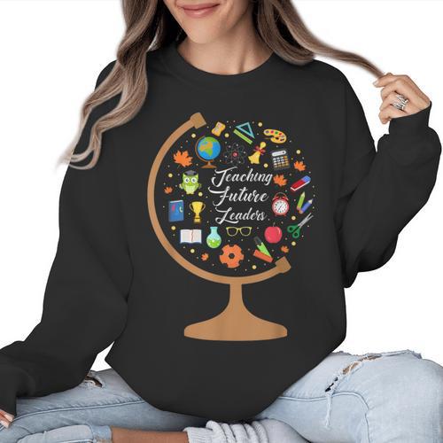 Awesome Teachers T Shirt Teaching Future Leaders Globe For Men Women Women Crewneck Sweatshirt - teacherstshirts.com AU