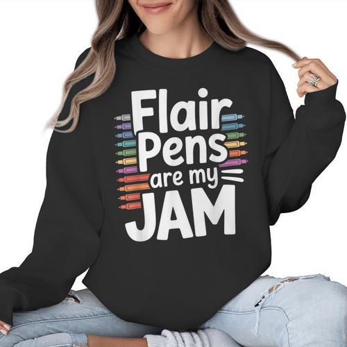 Back To School Teacher Flair Pens Are My Jam Women Crewneck Sweatshirt - teacherstshirts.com DE