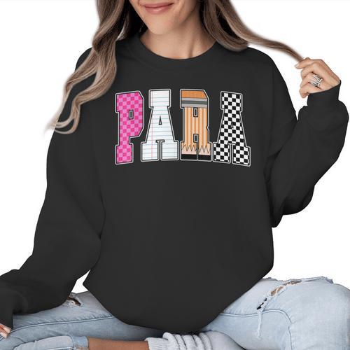Back To School Teacher Para Preppy Checkered Para Life Women Crewneck Sweatshirt - teacherstshirts.com DE