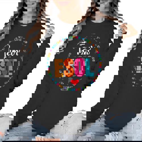 Back To School Teachers Crew Students Team ESOL Teacher Women Crewneck Sweatshirt - teacherstshirts.com